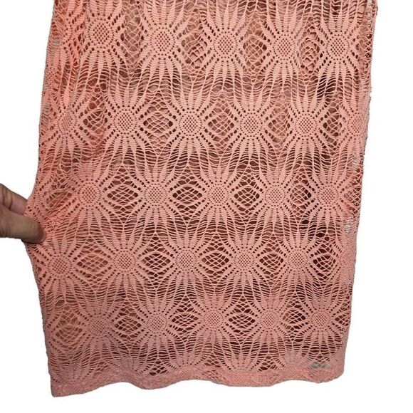 Alexia Admor Lace Overlay Peach Pink Sleeveless Midi Dress Size Small - Picture 5 of 10